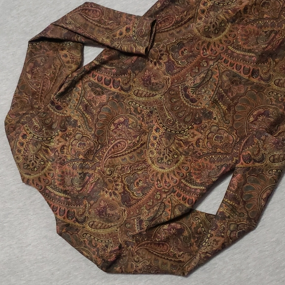 Vintage Hand Made Earthy Paisley Button Up Winter Long Sleeved Midi Sheath Dress - Picture 11 of 11